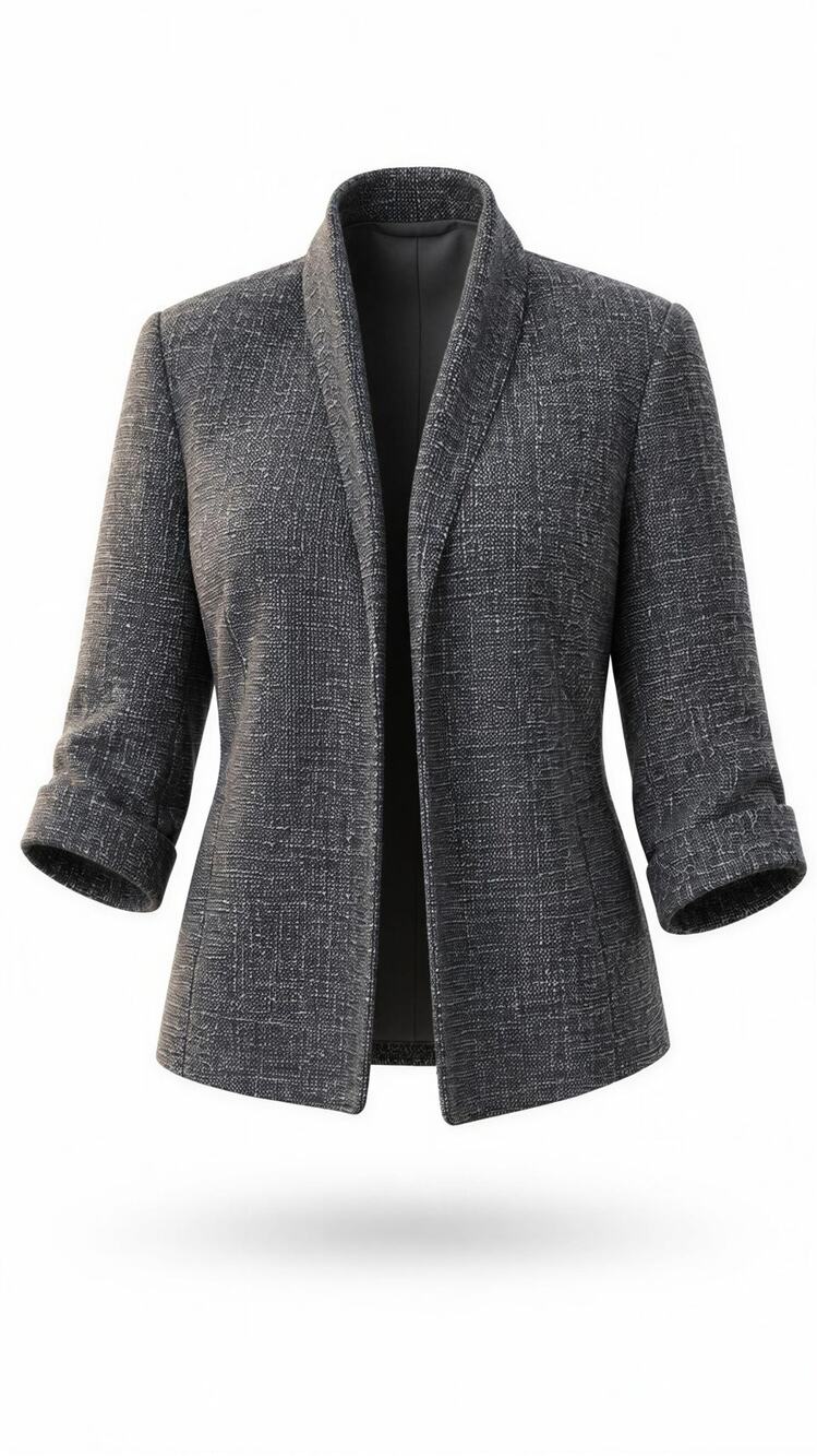dressbarn Blazer Jacket Womens XL Black & White Tweed 3/4